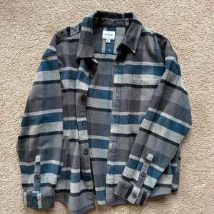 Goodfellow & Co Blue and Gray Striped Flannel Shirt Jacket